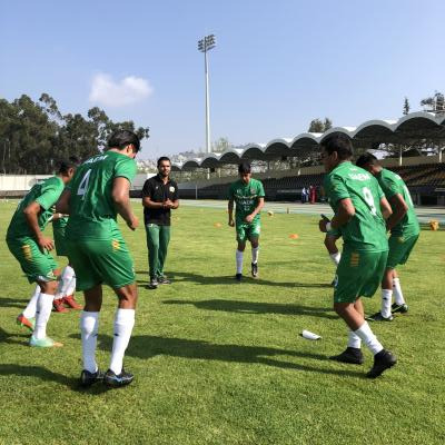 Calentamiento del equipo representativo de Fútbol Asociación varonil contra Universidad Veracruzana noviembre 2022